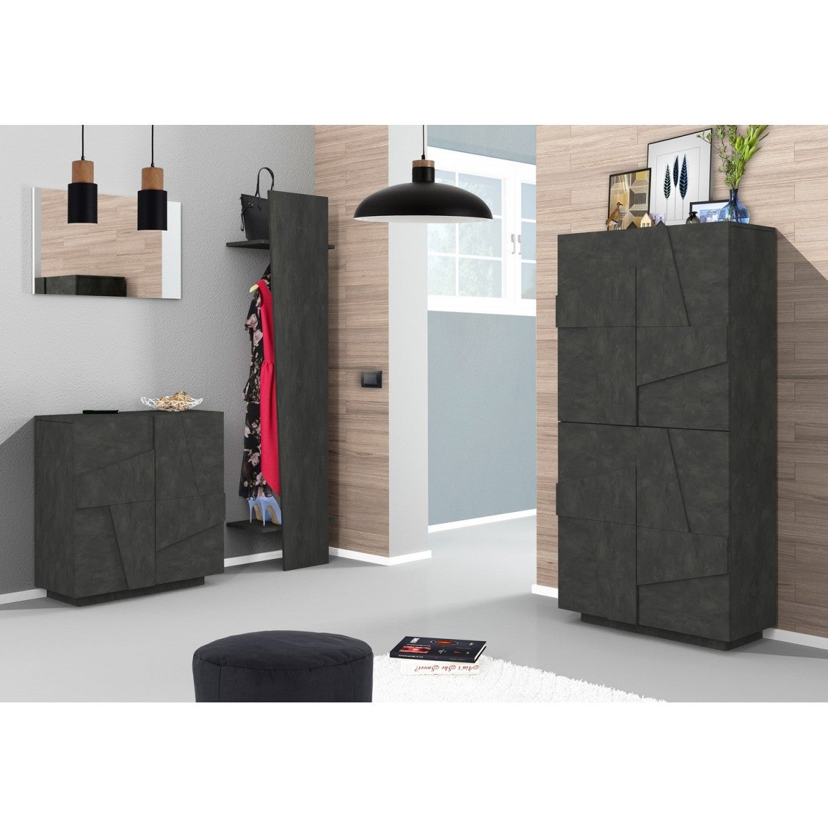 Appendiabiti con ripiani in derivati del legno sonoma grigio | Leroy Merlin