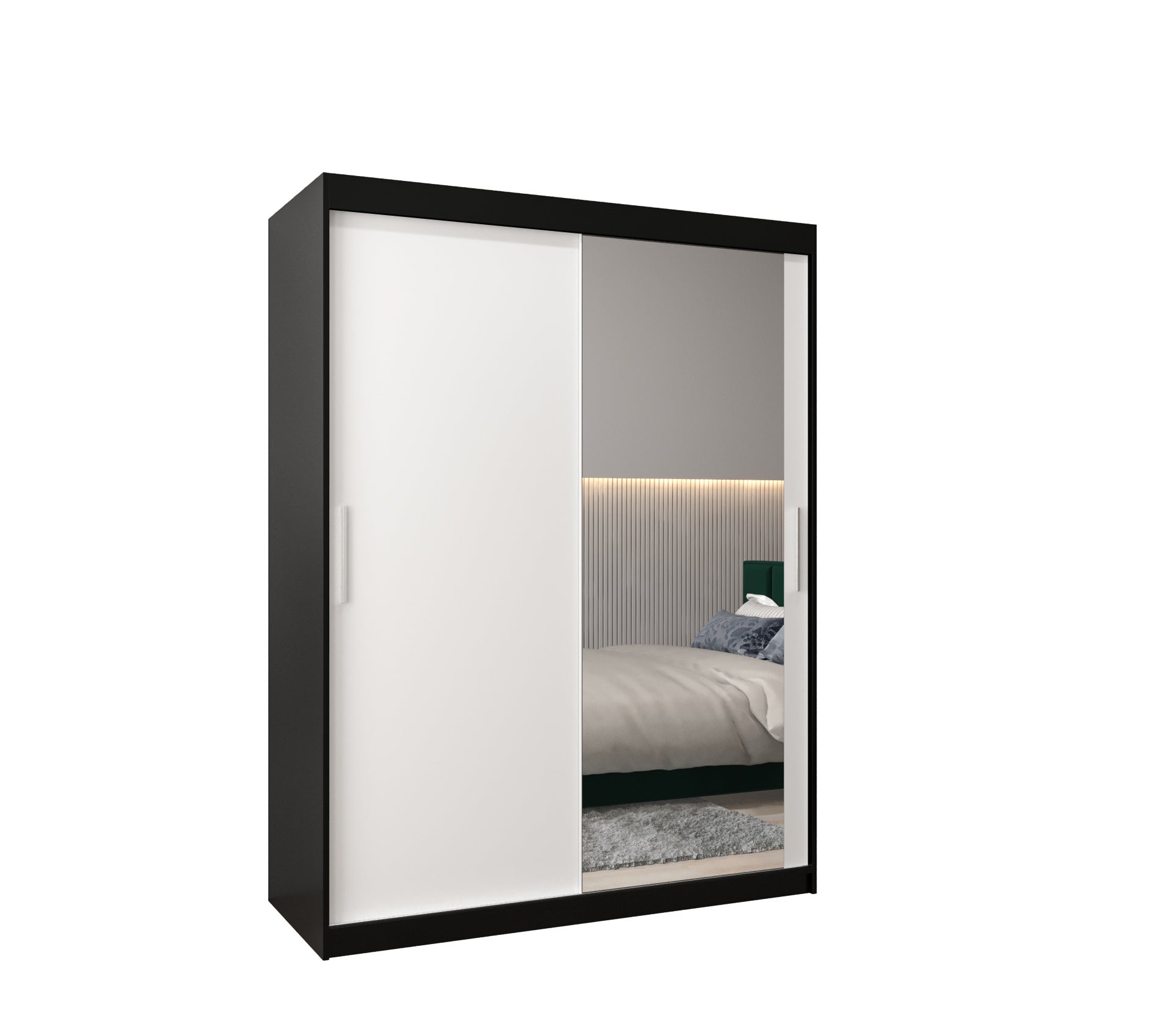 Szafa przesuwna garderoba TOKYO 2 150 x 62 x 200 cm Czarny + Biały - Abiks Meble
