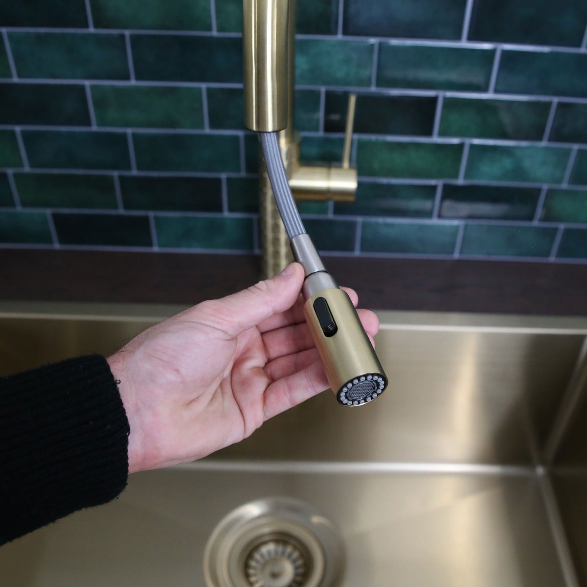 Architek mitigeur évier douchette extractible or brossé - 7