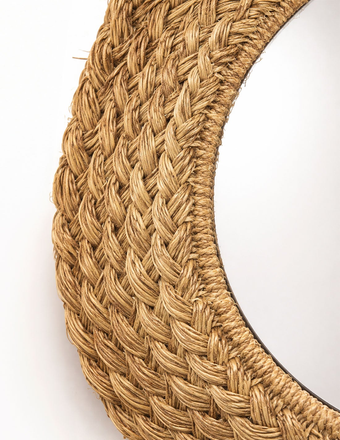 Espelho Decorativo de Parede Esparto com Fibras Naturais – Espelho Redondo Vintage | Pequeno (sem franjas) - 3