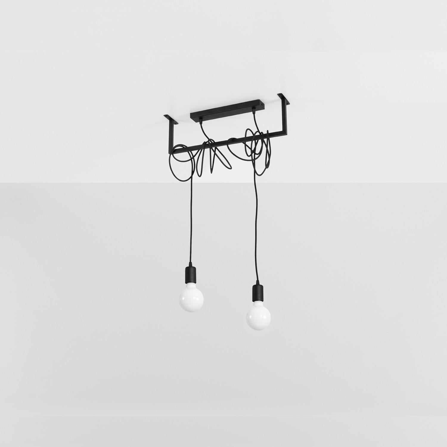 Lampa wisząca Salamanca czarna 2xE27x60W wym: 50 x 40 x 10 cm metal Sollux Lighting