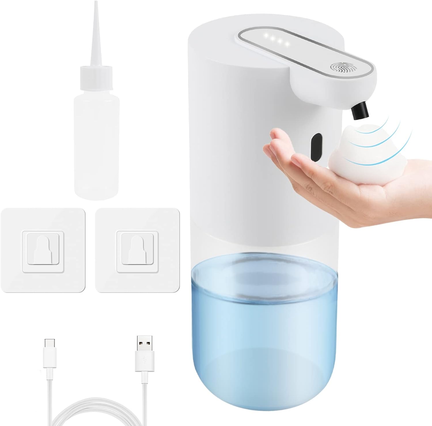 Automatyczny dozownik mydła, bezdotykowy dozownik mydła o pojemności 400 ml, ładowany przez USB, wodoodporny do montażu ściennego IPX5, odpowiedni do