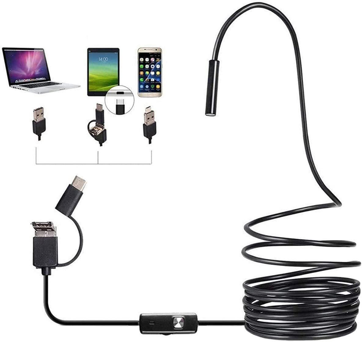 Endoskop przemysłowy, kamera inspekcyjna 8 mm, endoskop cyfrowy 720p z wodoodporną kamerą IP67 8 mm, z 8 regulowanymi diodami LED, kabel typu "snake"