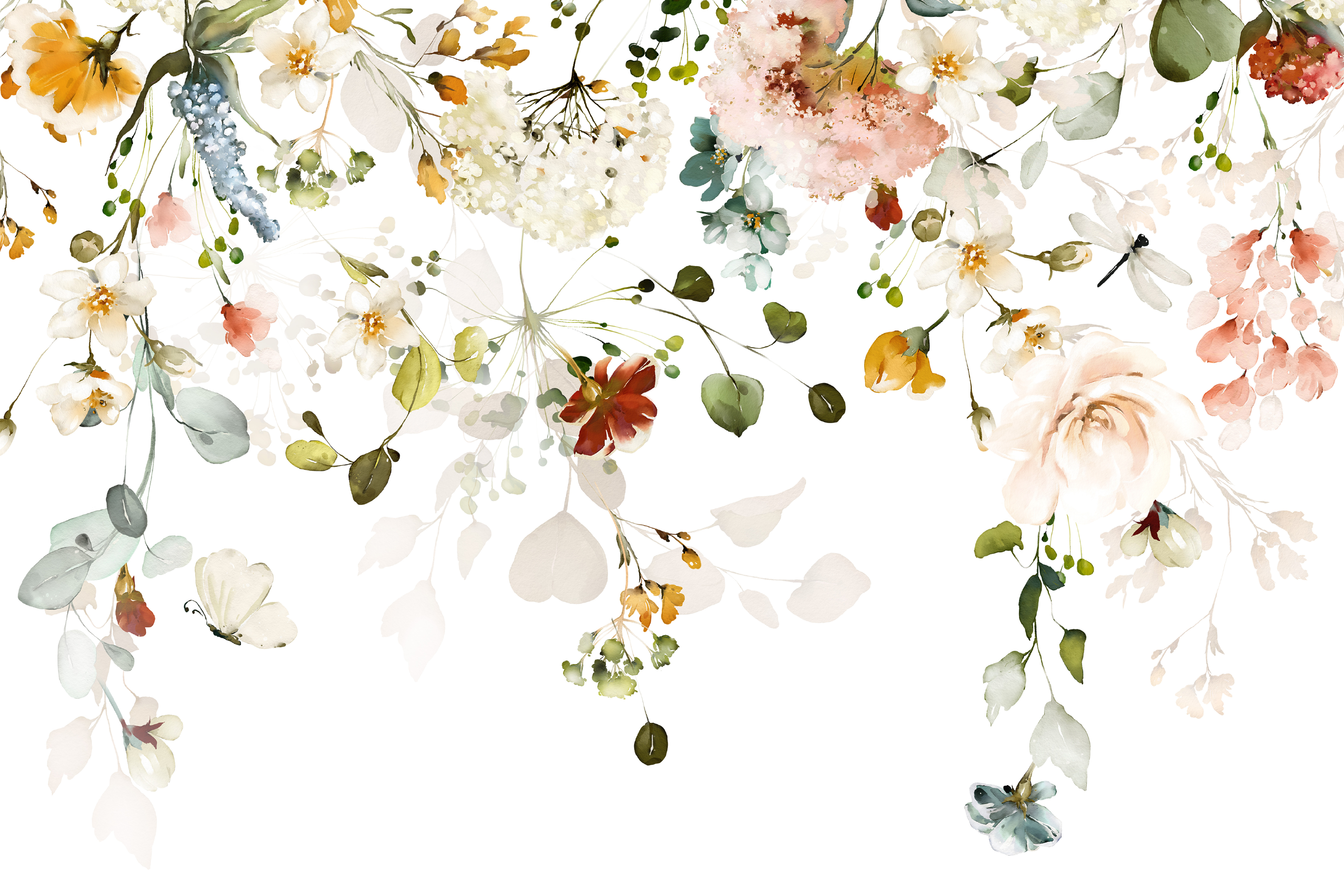 Papier Peint Intissé Photo Pour Salon FLEURS Colorées Feuilles Plantes Nature 405cm x 270cm - 2