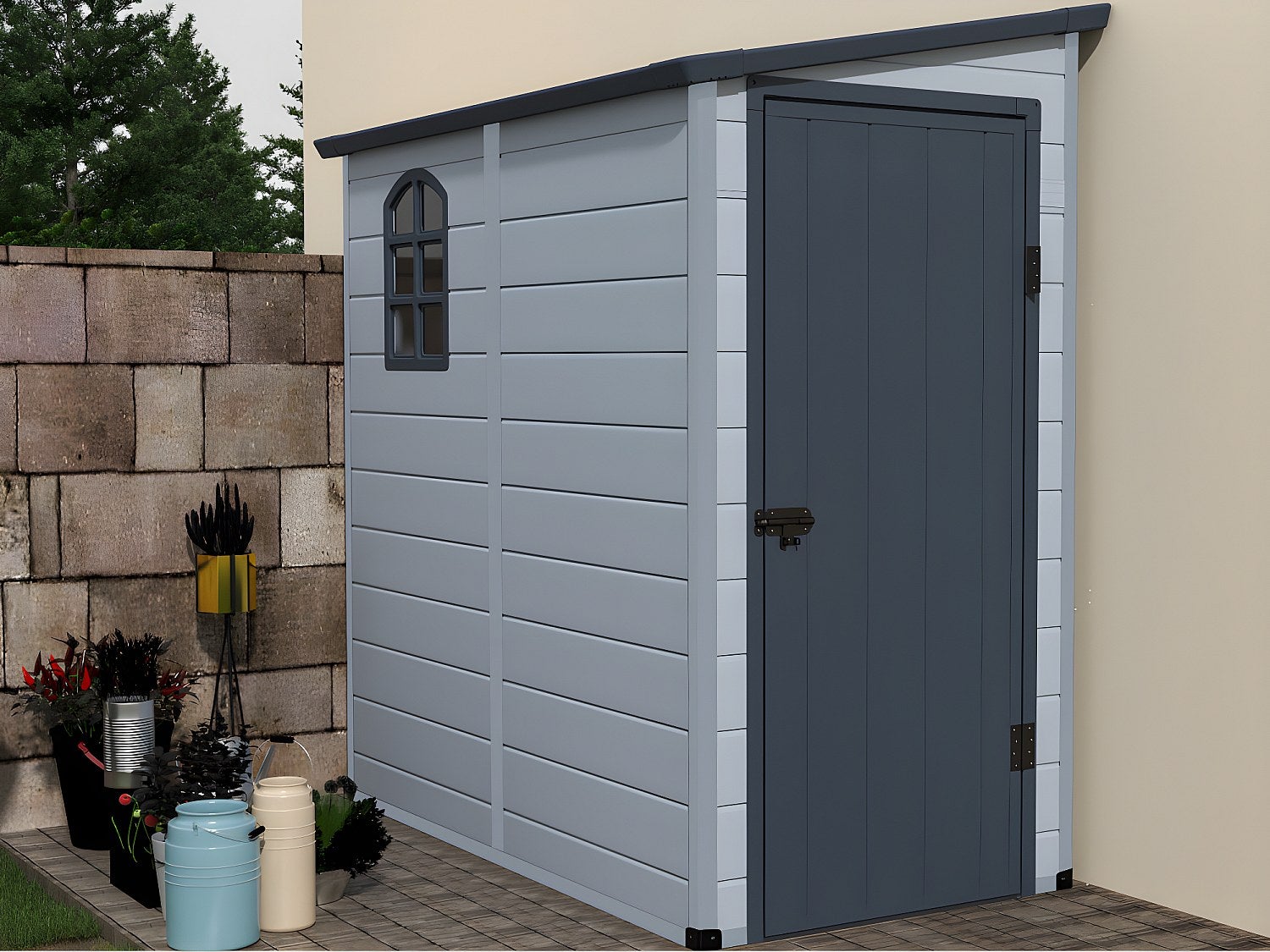 Wiata ogrodowa ALBERTO z żywicy w kolorze szarym antracytowym – 2,12&nbsp;m²