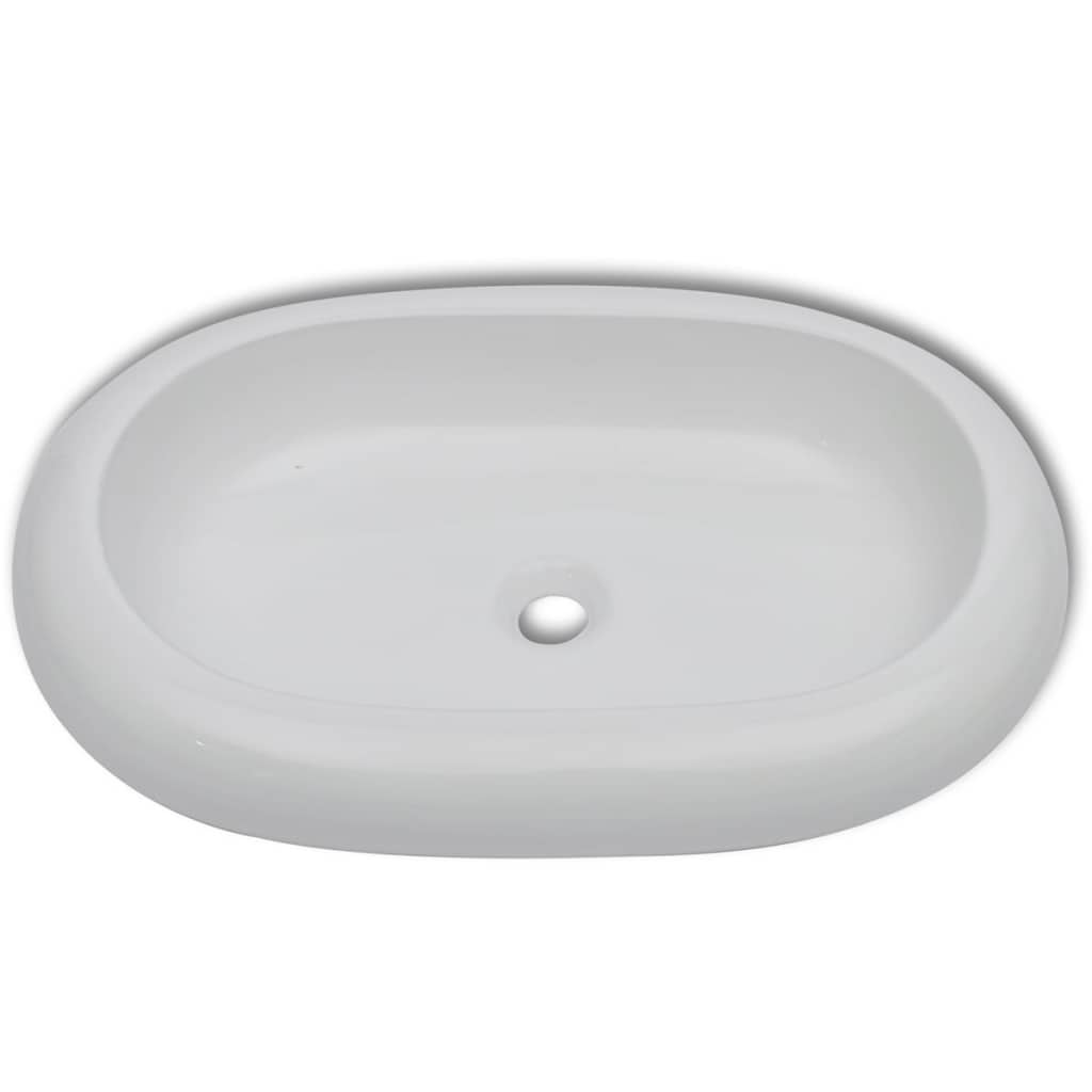 Lavandino da bagno 63 x 42 cm con miscelatore ovale in ceramica bianco 02_0002842 - 2