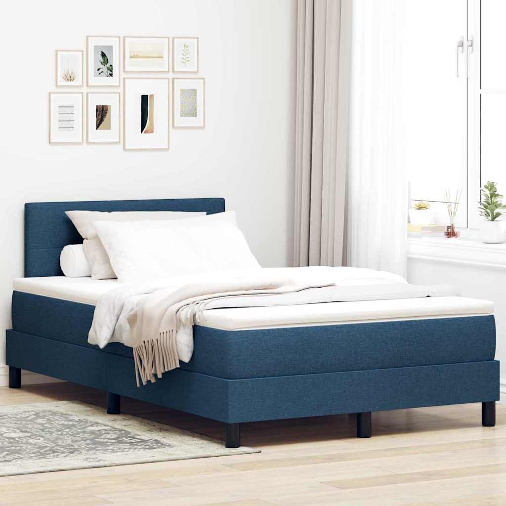 Cama tipo Box Spring con cojín Azul 120 x 200 cm tela | Leroy Merlin