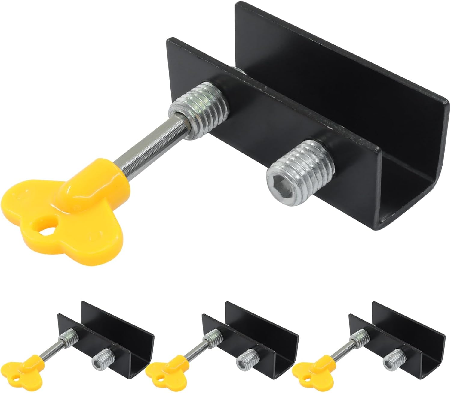 Aluminiowa blokada bezpieczeństwa do okien przesuwnych - Regulowana blokada bezpieczeństwa - 14 × 16 mm, Czarna