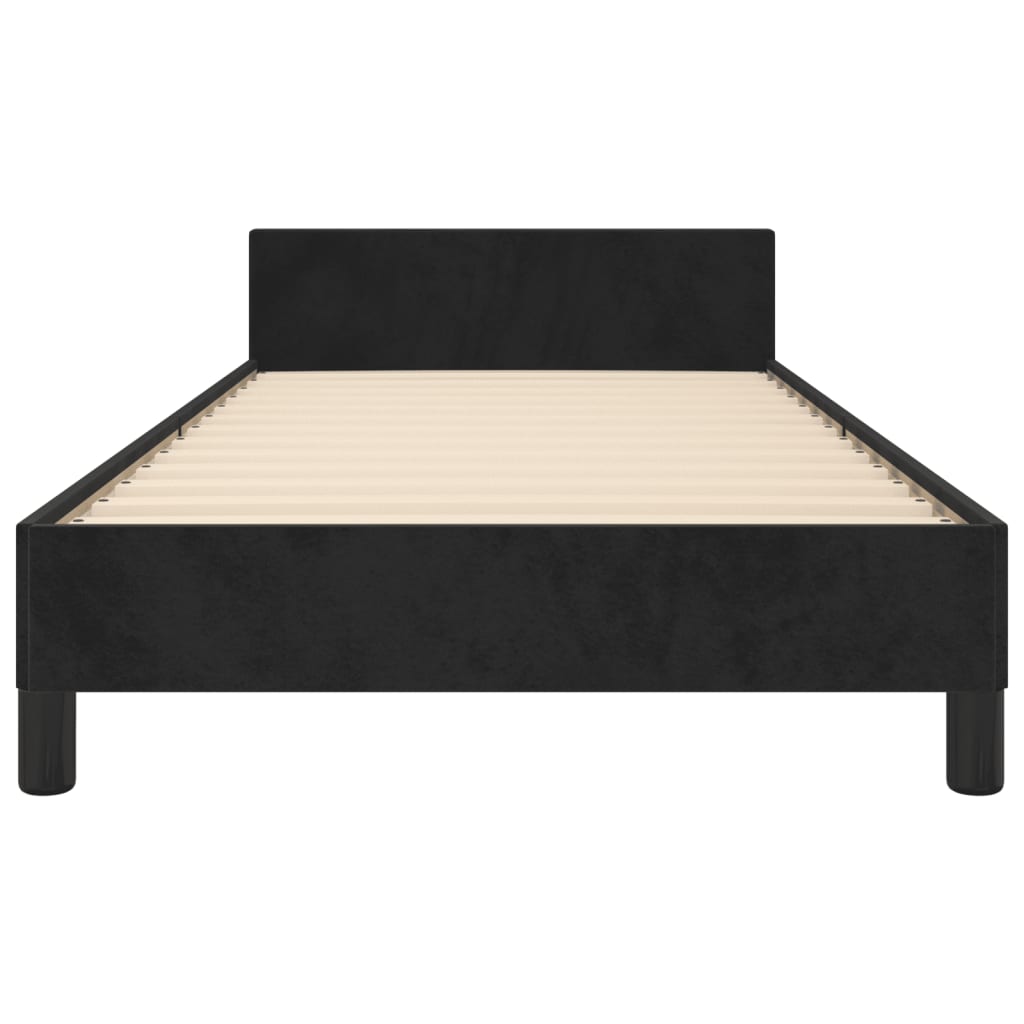 Cadre de lit sans matelas noir 100 x 200 cm en velours - 6