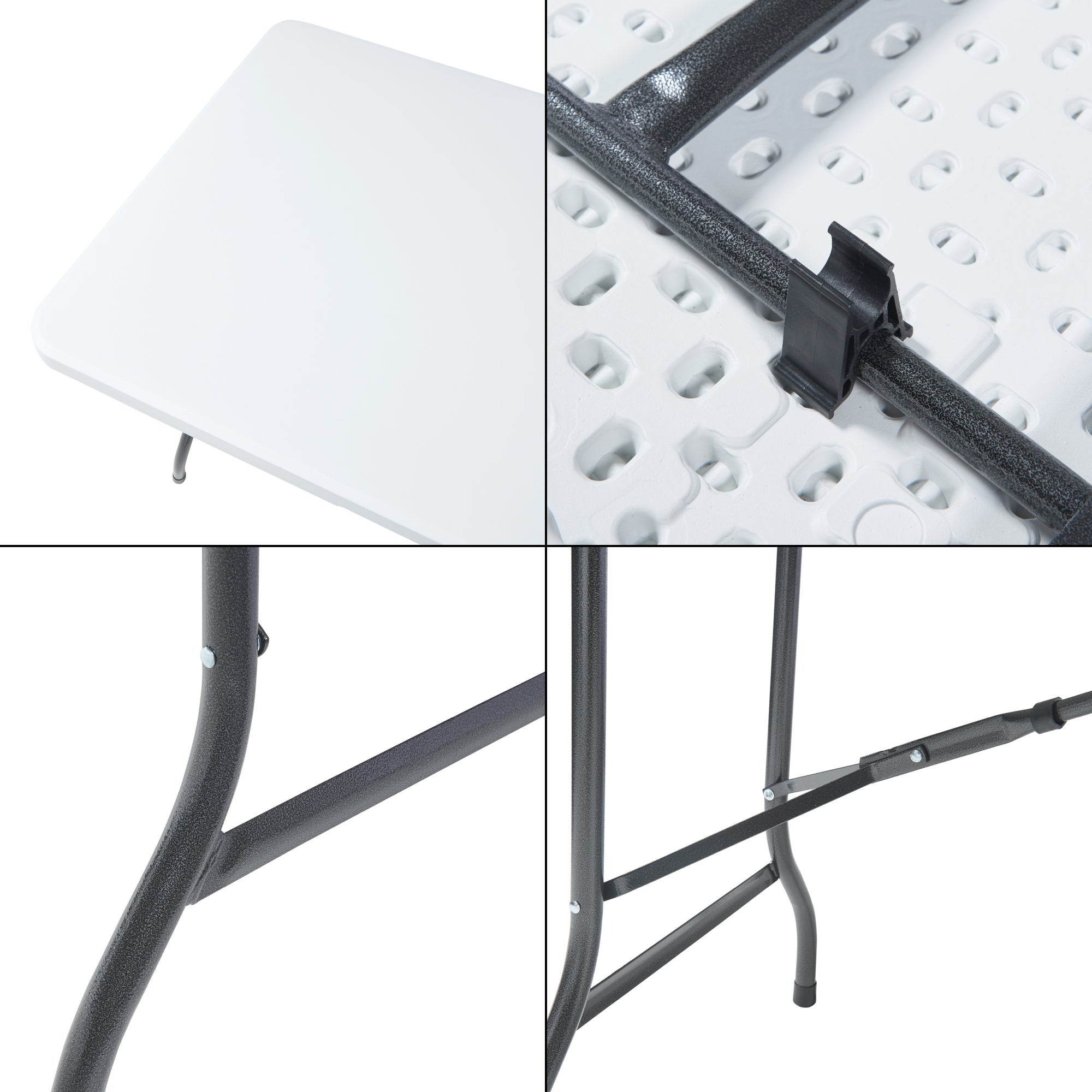 Mesa dobrável de exterior Ljusnarsberg metal/plástico 180x75x72cm - Branco [en.casa] - 9