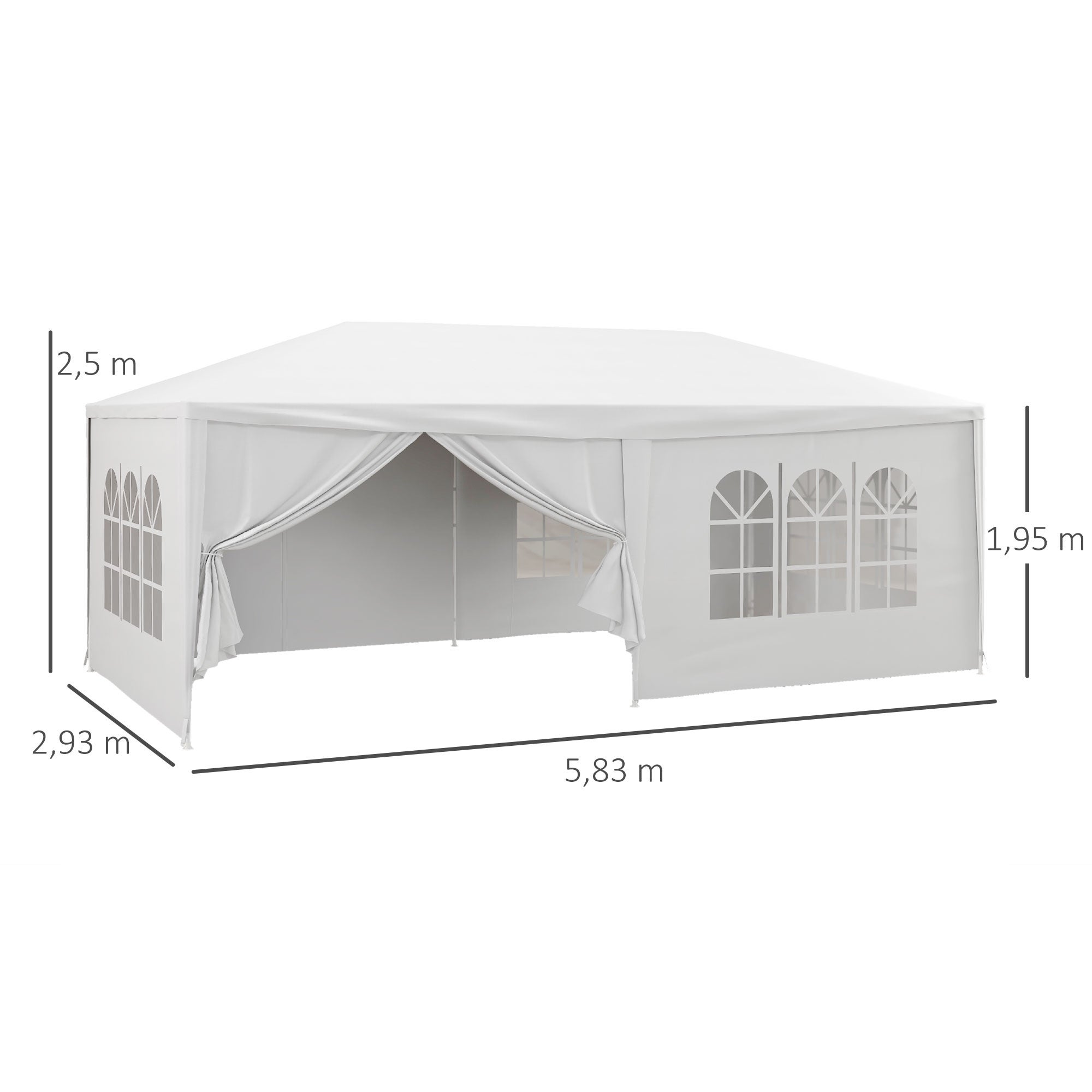 Tenda Exterior Outsunny Metal e PE Branco 583x293x250 cm - 3