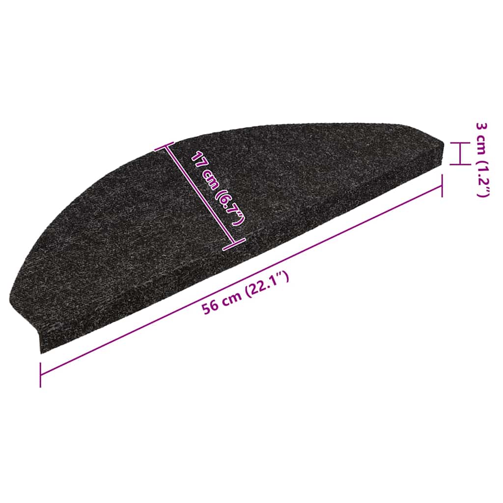 Tapis d'escalier auto-adhésifs 20 pcs noir 56x17x3 cm vidaXL - 3