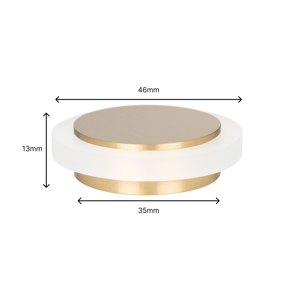 Butée de porte 35 x 12 mm pour sol, laiton avec caoutchouc de protection blanc, adhésif, EVI Herrajes - 4