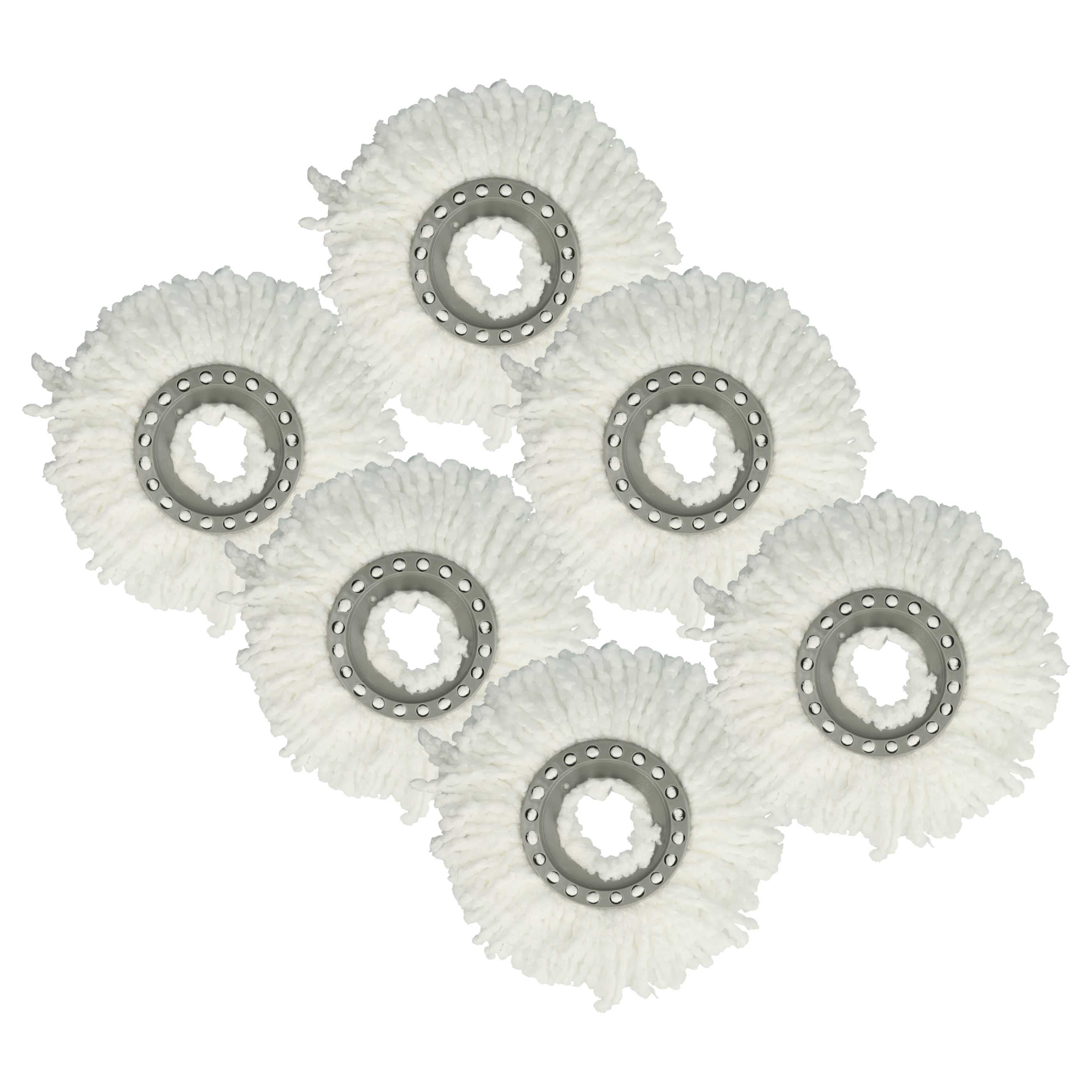 vhbw 6X Testina pulente Compatibile con Vileda Easy Wring & Clean, Turbo Easy Wring mocio, lavapavimenti - Microfibra, Nero/Bianco