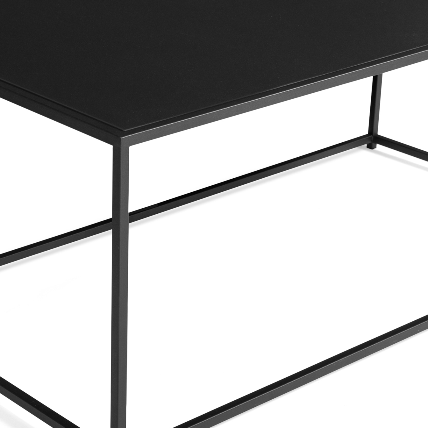 Table basse rectangulaire DAVIS 113 cm en métal noir mat design industriel - 3