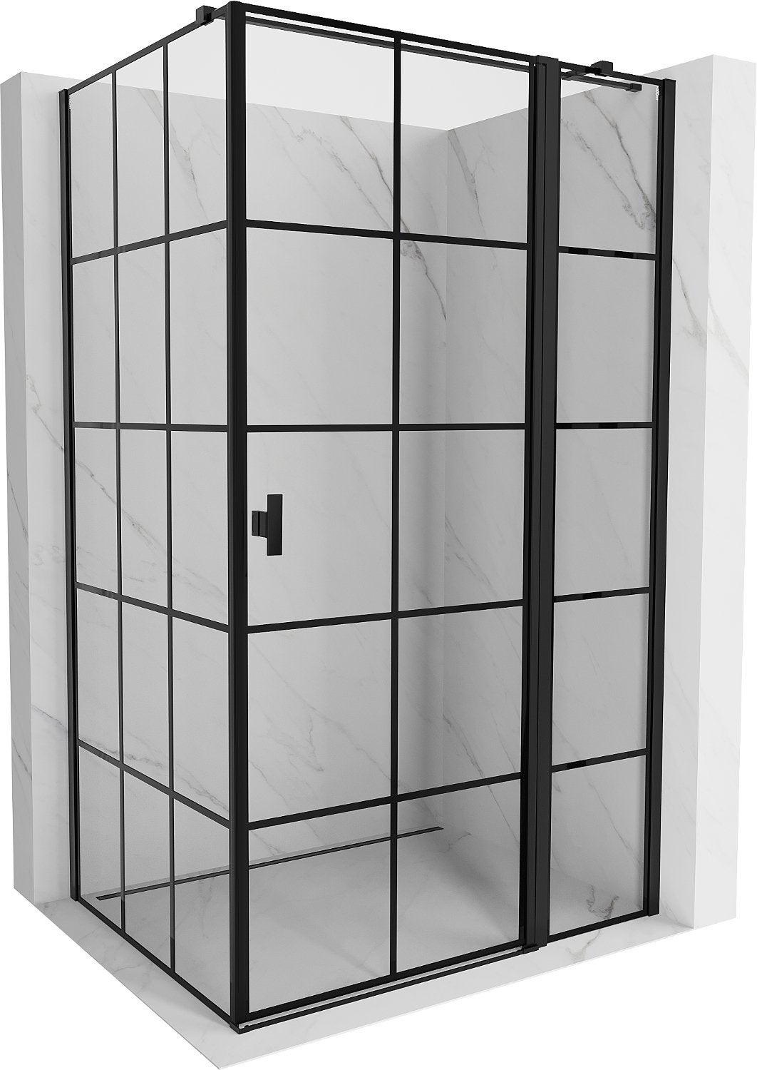 Mexen Mist T kabina prysznicowa uchylna prawa 100 x 95 cm, czarna kratka, czarna - 8A4T-100-095-70-77-P