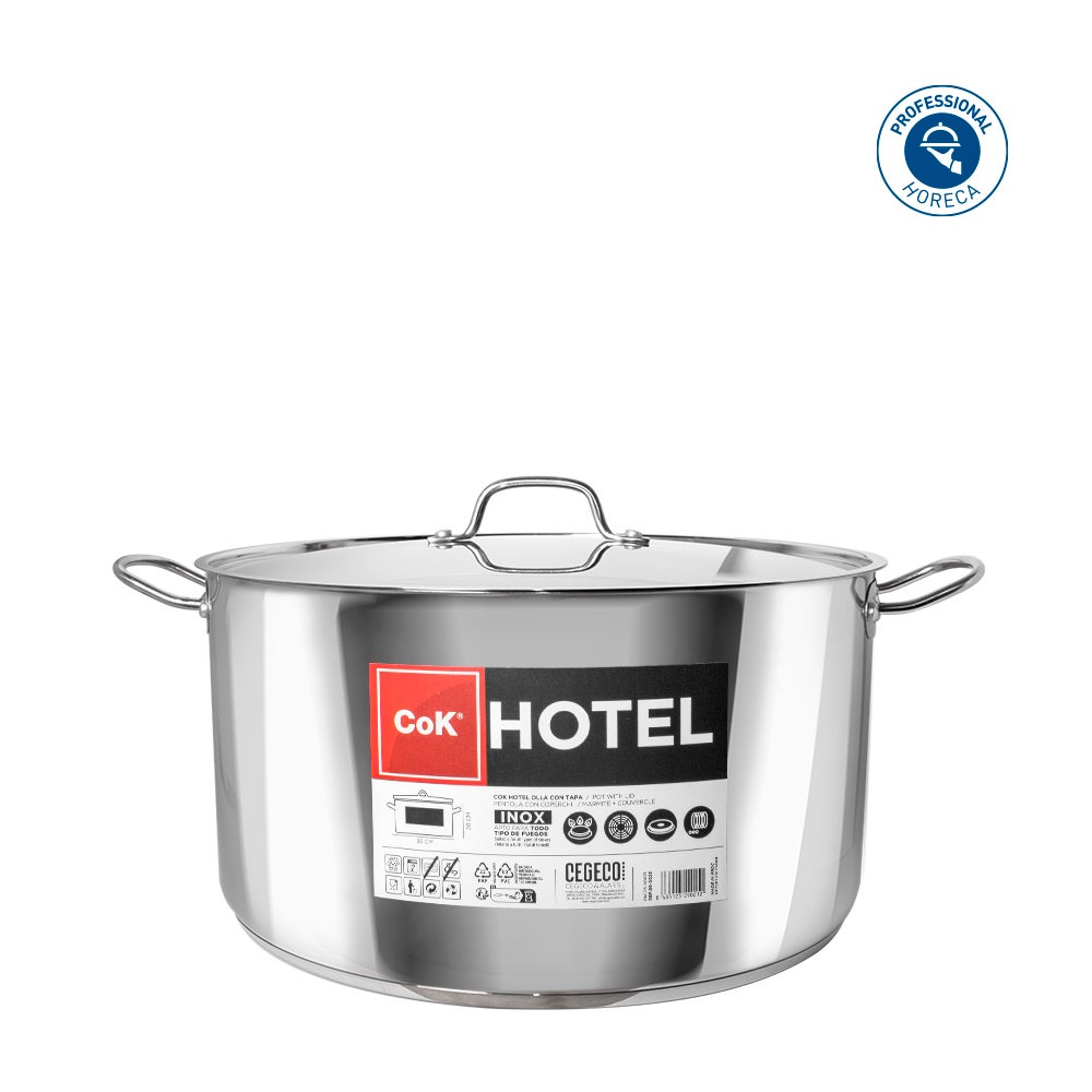 Hotel olla con tapa acero 34x19 cm 17 l