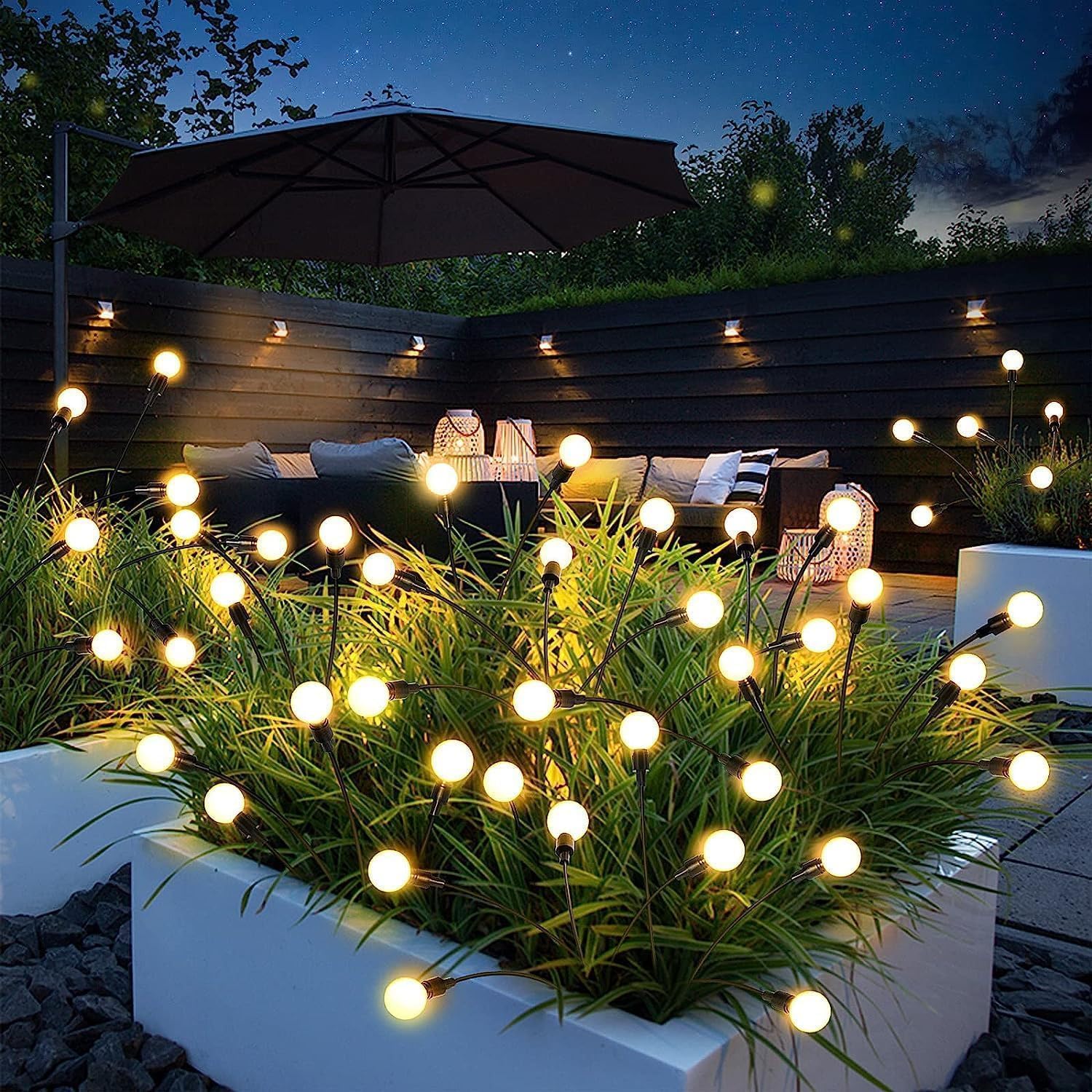 Lampe solaire luciole,2 Pièces8LED lumiere solaire exterieur IP65 Étanches d'Extérieur,pour Jardin,Patio,Cours - 7