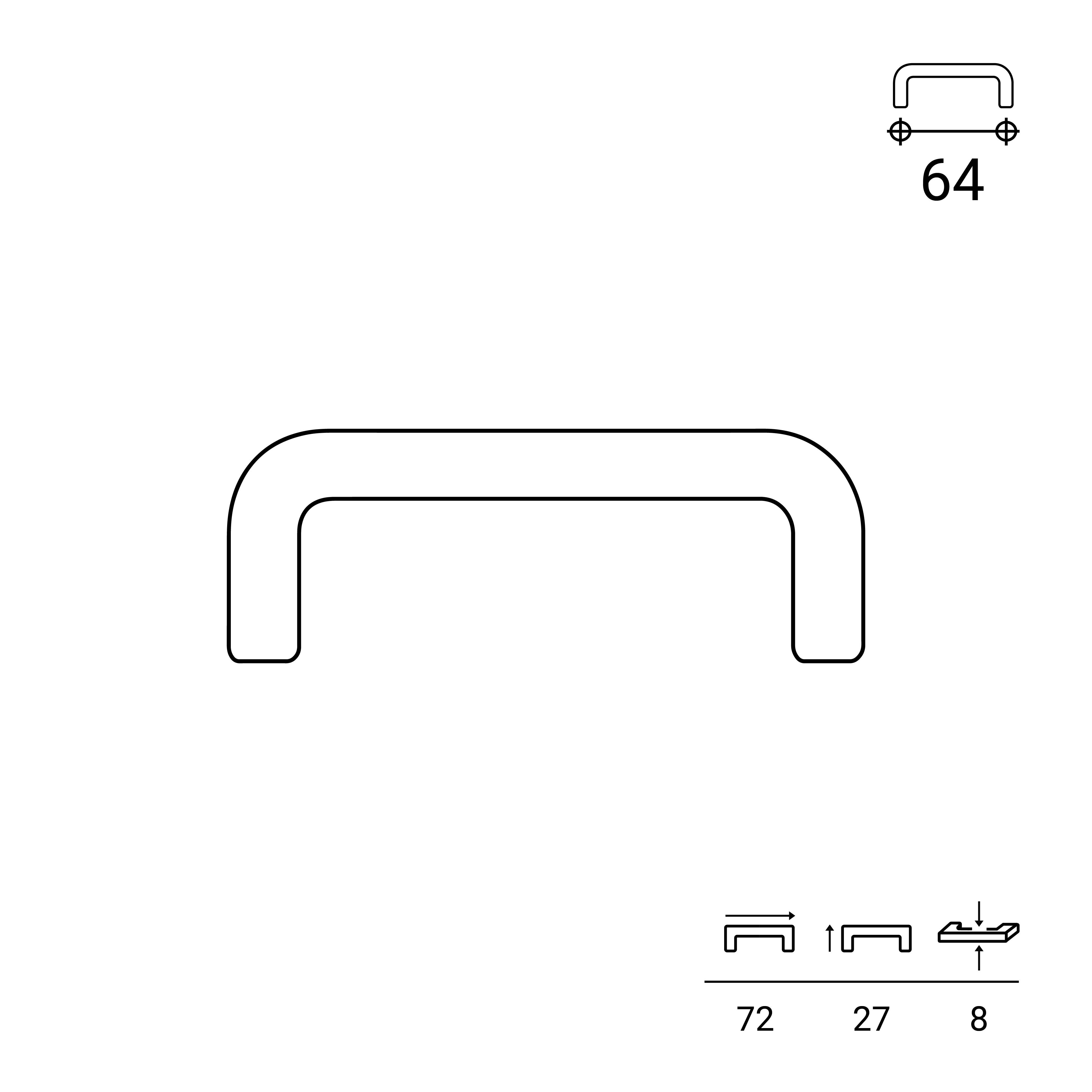 Poignée pour Meuble | Style contemporain | Fabriqué en Zamac | Finition blanche | Distance entre axes : 64 mm | Dimensions 72*8*27mm | Système de - 4