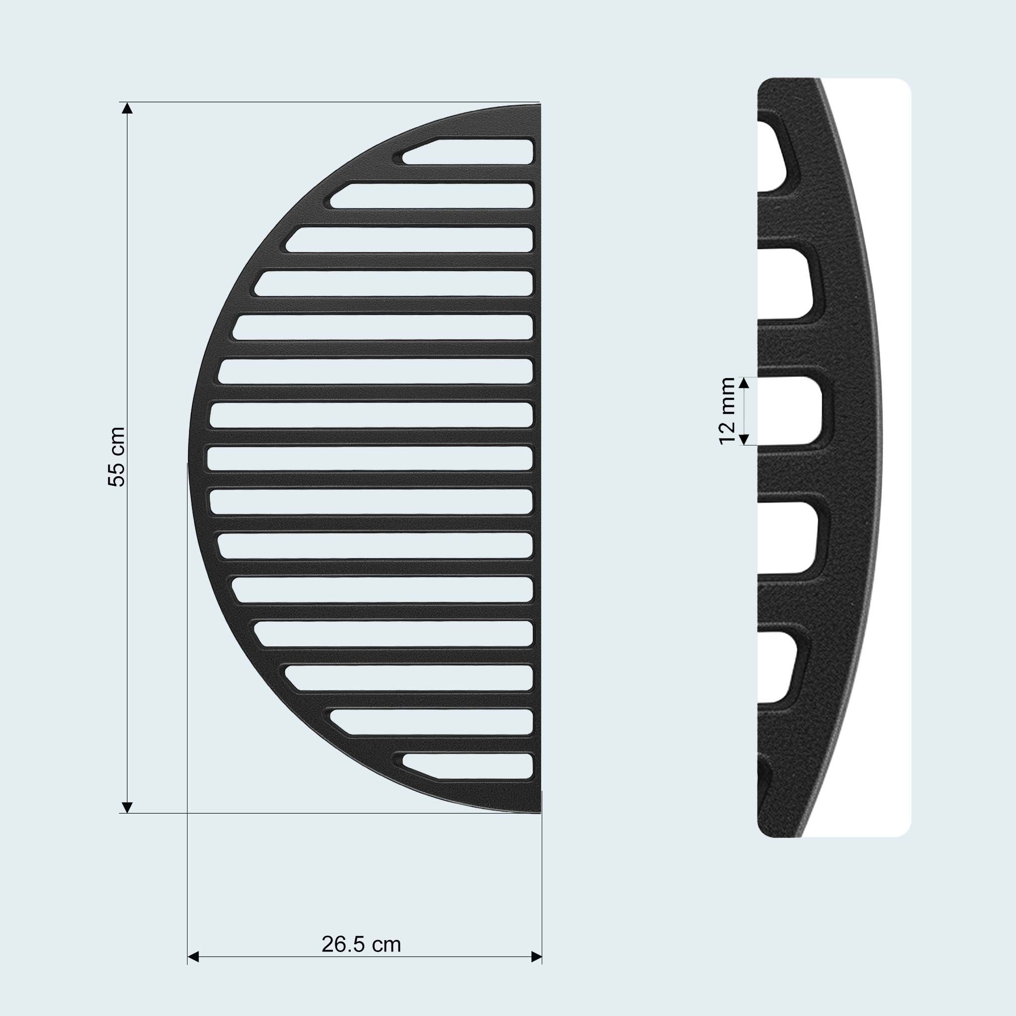 Kit Barbecue et Plaque de gril BBQ semi-circulaires – 55 x 26,5 x 1,5 cm – en Fonte – BBQ Charbon de bois ou à gaz – Grillade Cuisson –… Wiltec - 4