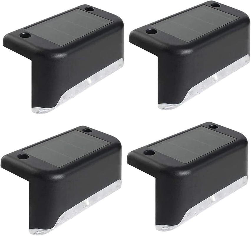 Lampa solarna, wodoodporna lampa solarna do schodów, lampa ogrodowa, wodoodporna (ciepłe białe światło), zestaw 4 sztuk