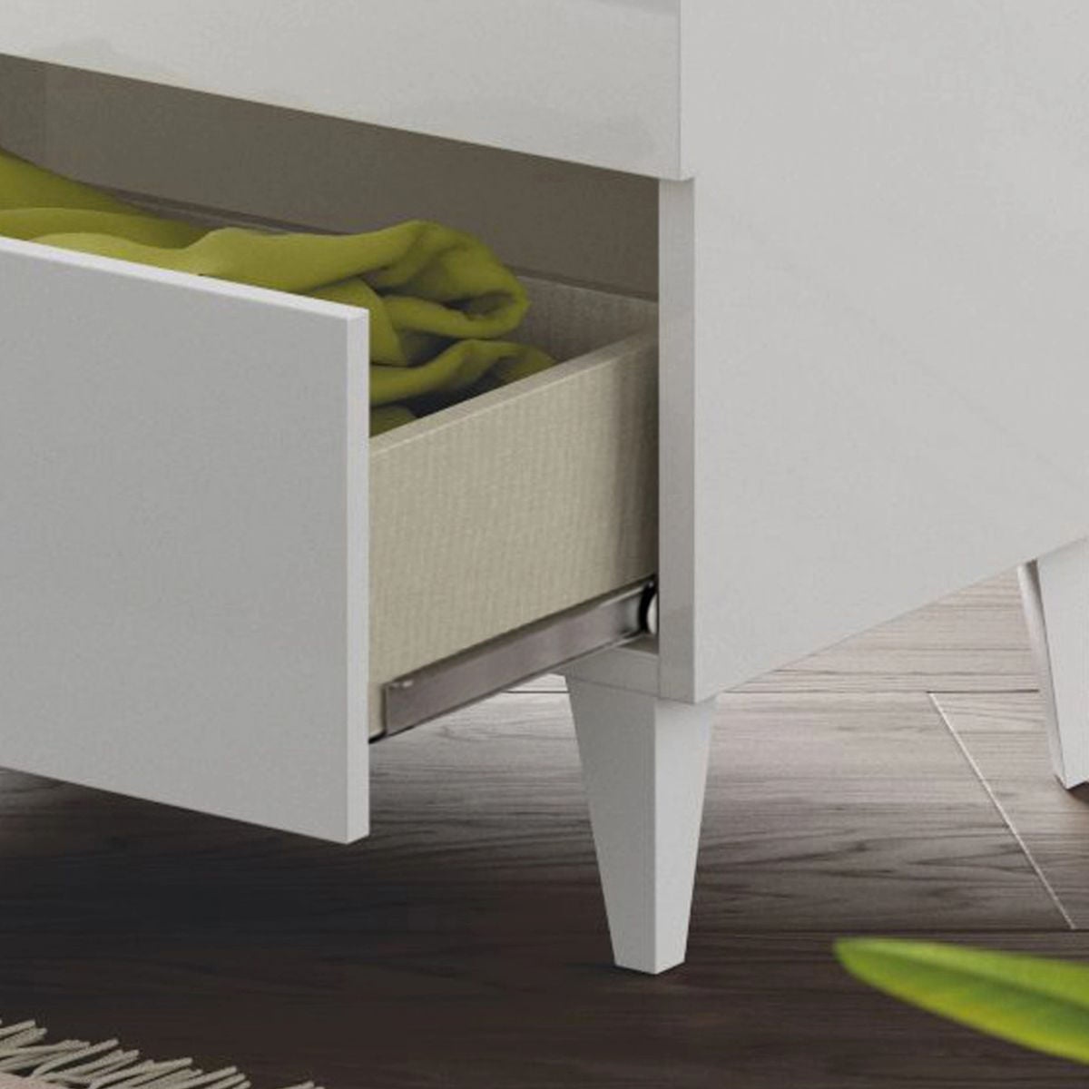 Chevet AMIR 2 tiroirs L50cm x H49cm - Blanc - 5