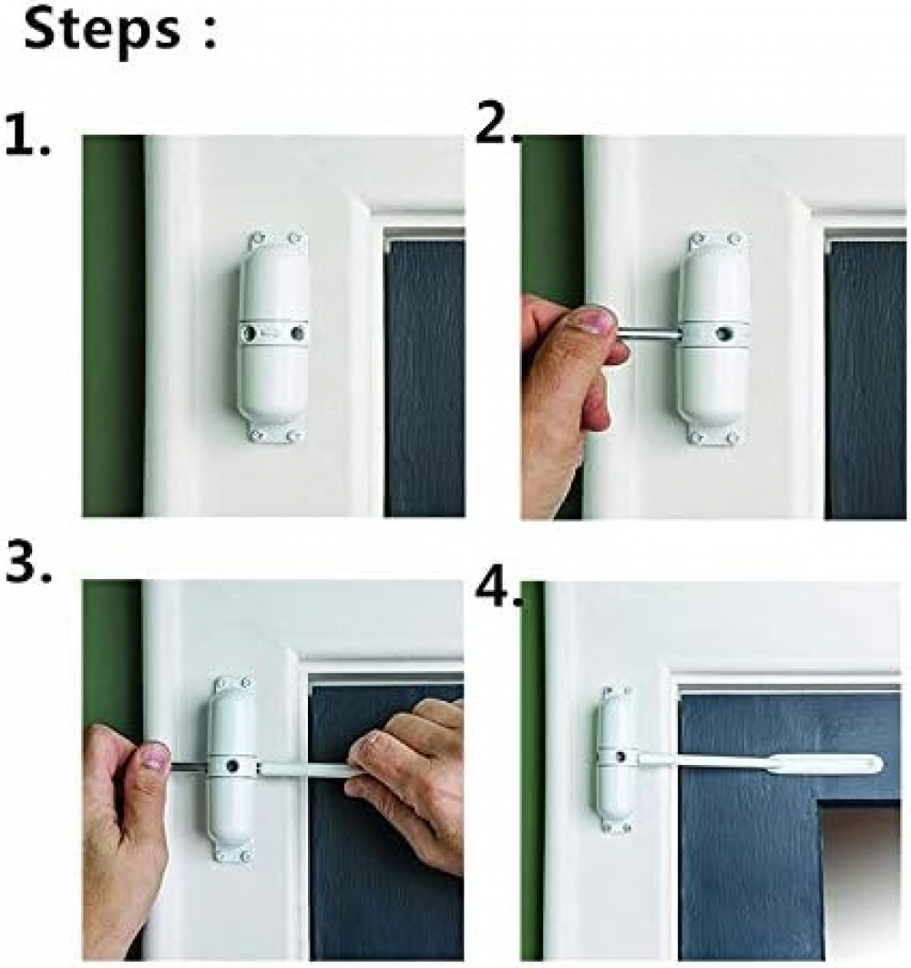 Ferme-porte automatique à ressort de sécurité - Facile à installer pour convertir les portes à charnières en fermeture automatique - Blanc - 2