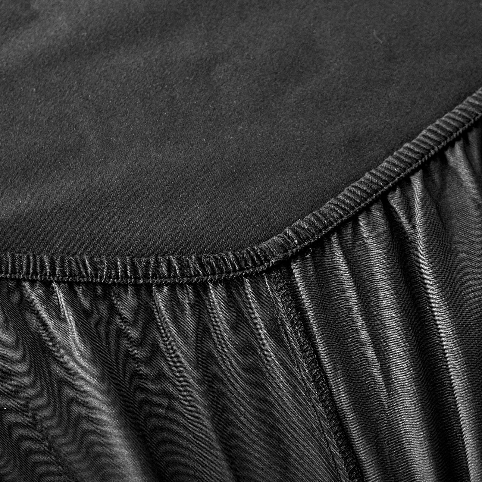 Kono Bedding Lenzuolo con angoli elasticizzati in microfibra spazzolata, profondità 30 cm, tasca (nero, 140 x 200 cm) - 4