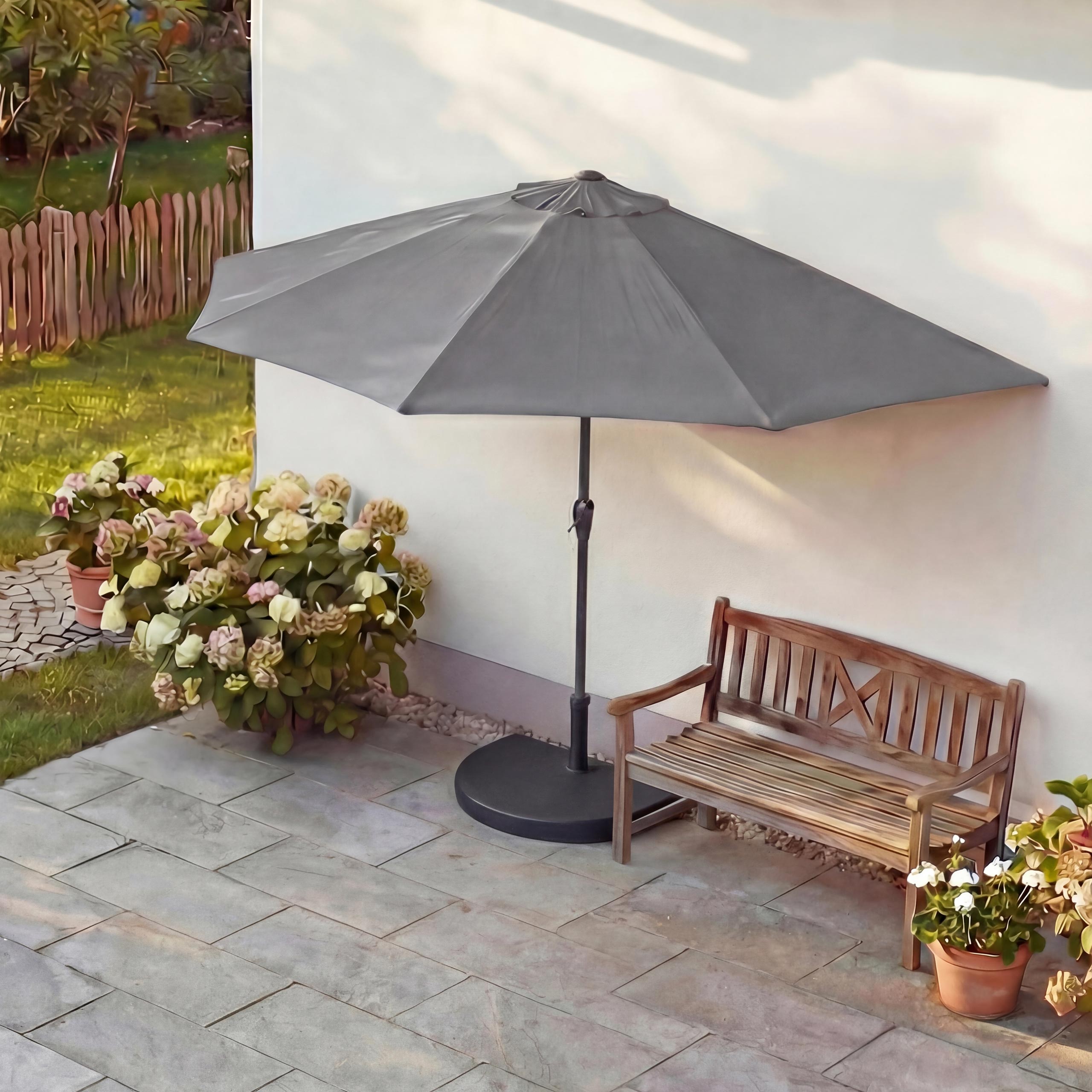 Parasol półokrągły Parla, parasol balkonowy, UV 50+ poliester/aluminium 3 kg ~ 270 cm antracytowy z podstawą