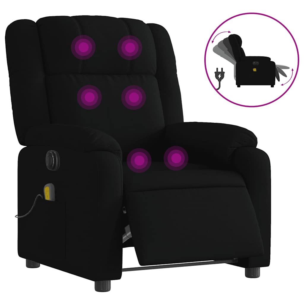 Fauteuil de massage inclinable électrique noir en tissu - 2