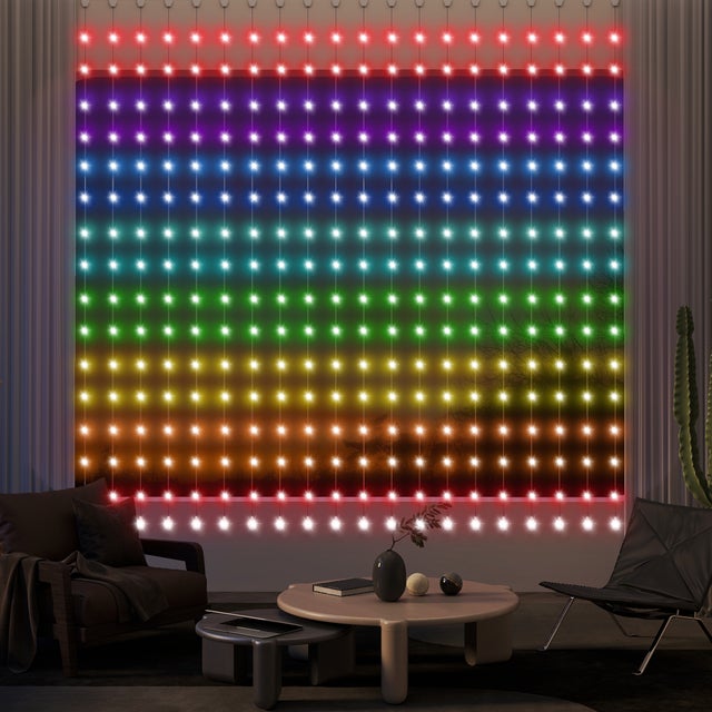 Rideau lumineux LED intelligent 3x3m avec synchronisation musicale, télécommande et application, effets et couleurs personnalisables