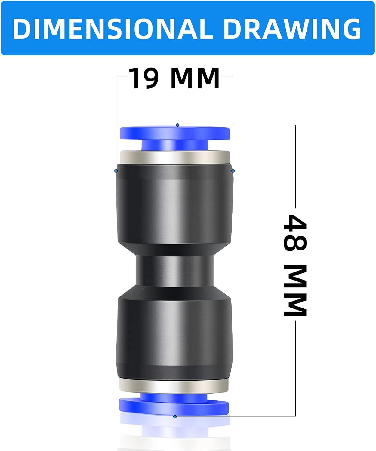 6 Pcs Bleu 10mm OD Droit Push To Connect Raccords (PU-10) LEMROE - 2