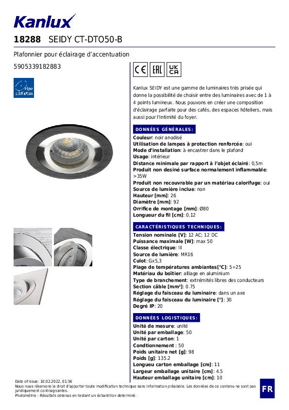 Support de spot encastrable rond orientable gris foncé - 7