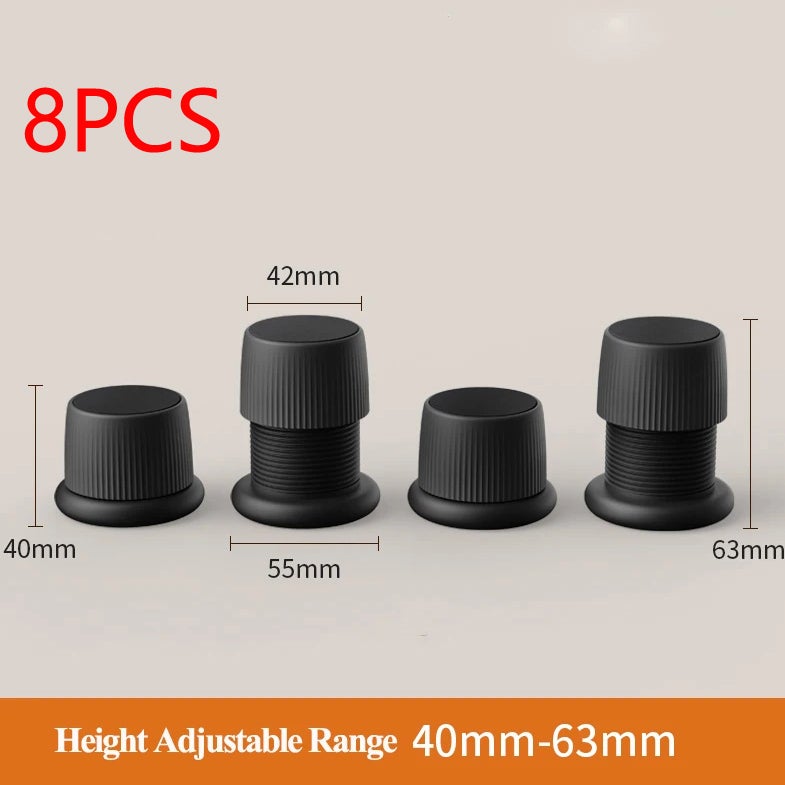 Rehausseurs de meubles 8 pièces, 40-65 mm de haut, rehausseurs de lit réglables pour lit, canapé, tables, meuble TV (noir) - 2