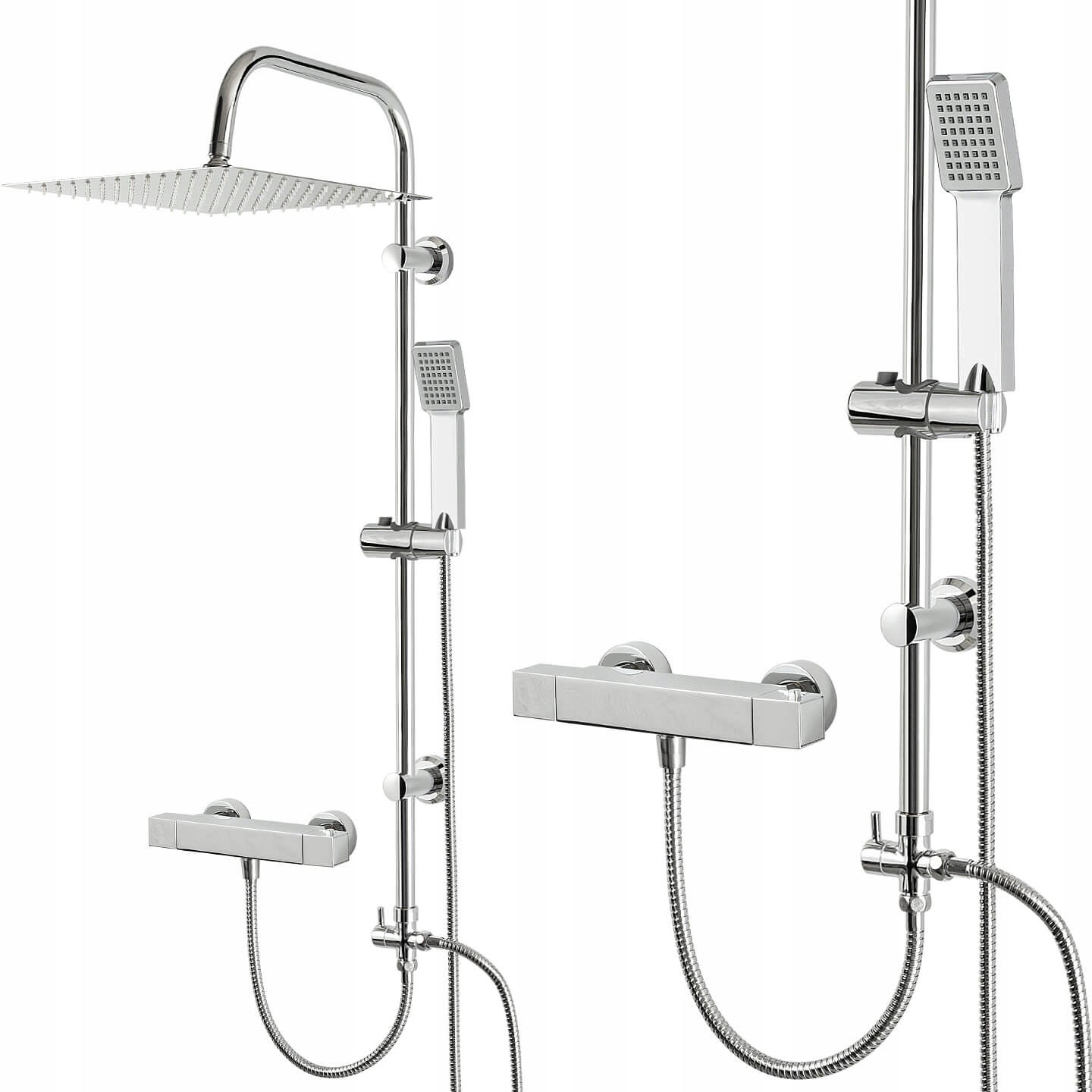ZESTAW PRYSZNICOWY NATRYSKOWY DO KABINY TERMOSTAT Z DUŻĄ DESZCZOWNICĄ 30CM