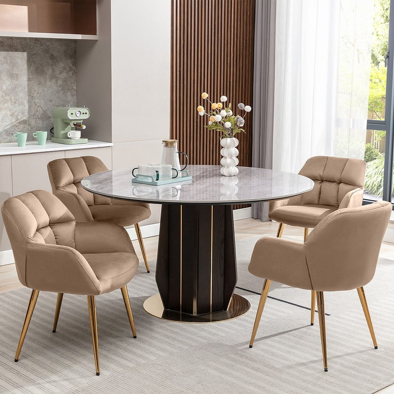 Zestaw 2 krzeseł z podłokietnikami - Welur i złoty metal - Beżowy - PEGA