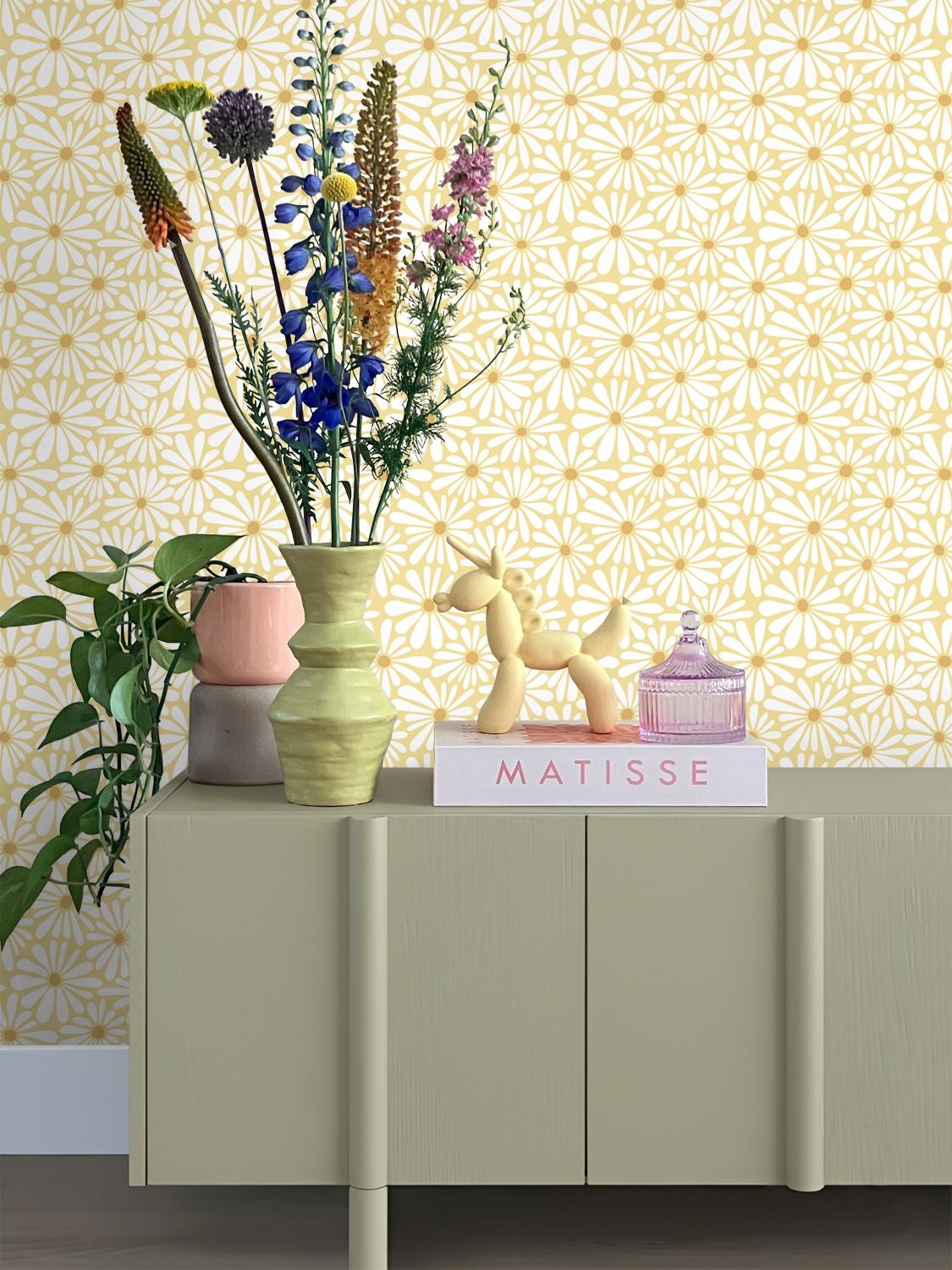 Papier peint marguerites jaune pastel - 50 x 900 cm - ESTAhome - 7