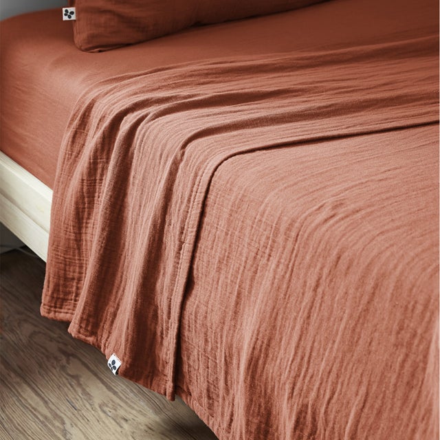 OUREA - Drap Plat 240x300cm Gaze de Coton Terracotta