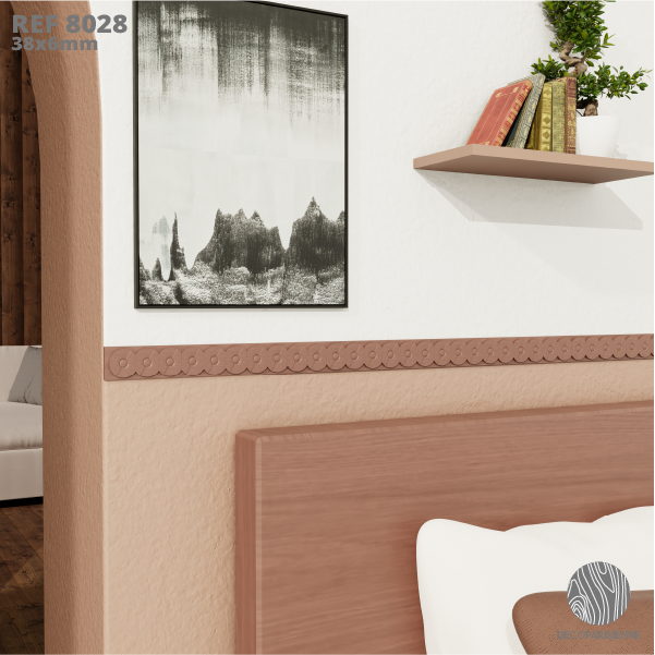 Lot 6 Moulures Décoratives Spirales en Hêtre Brut - 38x6x1200mm - Décoration Murale et Menuiserie Bois - 2