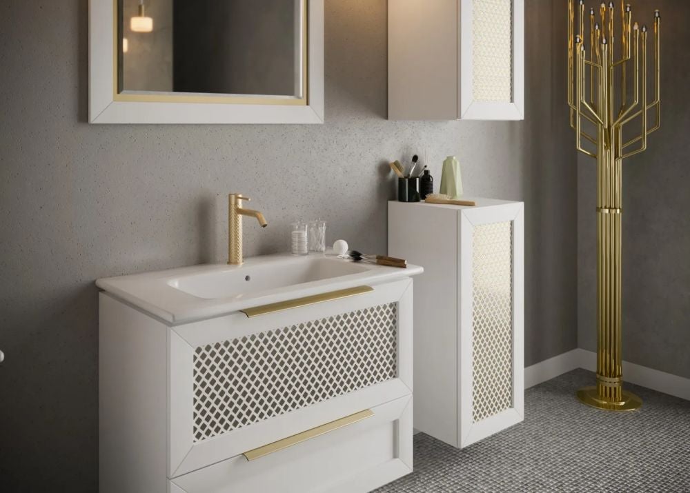 Lustro łazienkowe CHIC 100x80 cm białe półmat/złote - 3