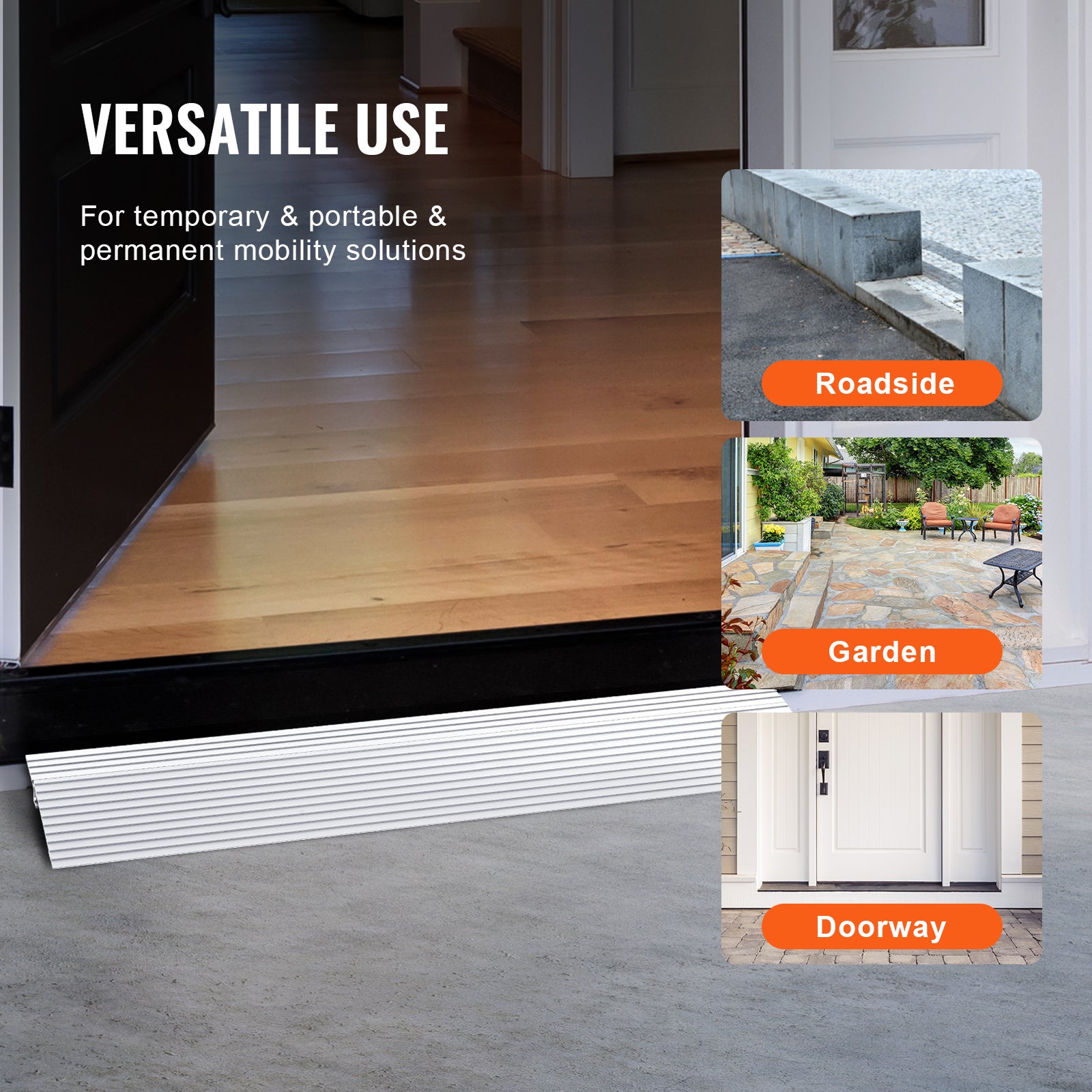 Rampe de Seuil VEVOR Hauteur 2,5 cm Rampe de Portes pour Fauteuil Roulant Capacité de Charge 362,8 kg en Aluminium Rampe Modulaire Réglable Fauteuils - 6