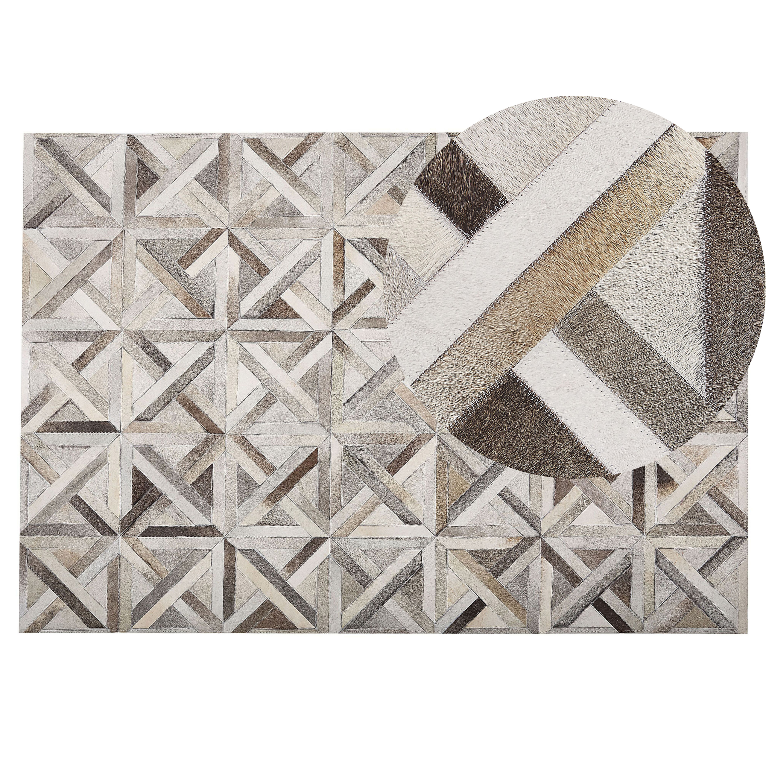 Beliani alfombra de piel de vaca marrón/beige 140 x 200 cm taytan