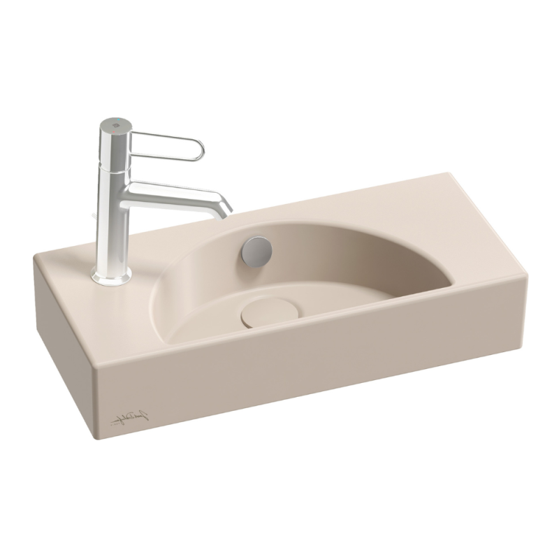 Lavabo compacto 50 cm jacob delafon odéon rive gauche 1 orificio para grifería a la izquierda lino satinado