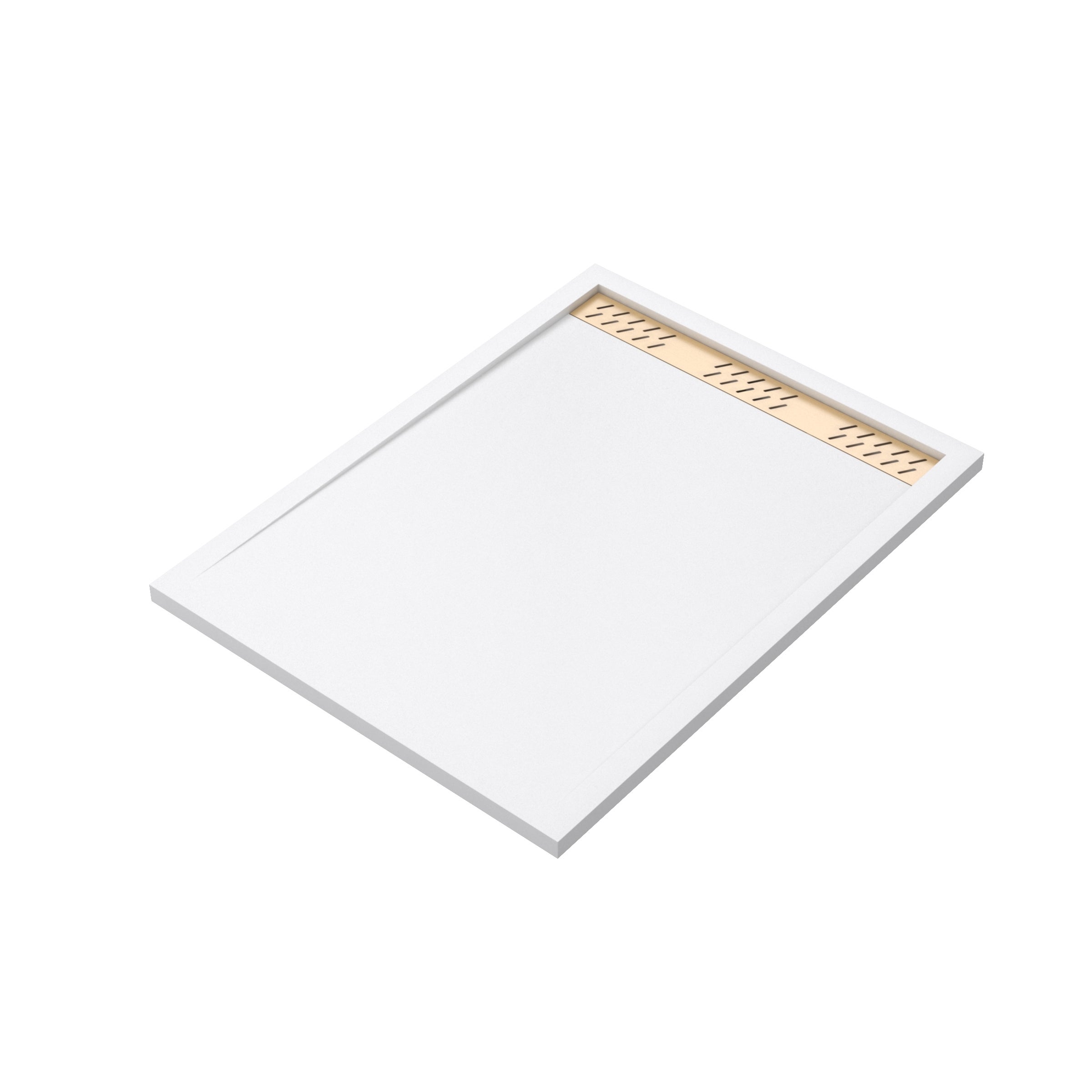 Receveur en acrylique Blanc 90x120x4 cm + Grilles Linéaires Chrome et Or Brossé - WHITENESS II - 3