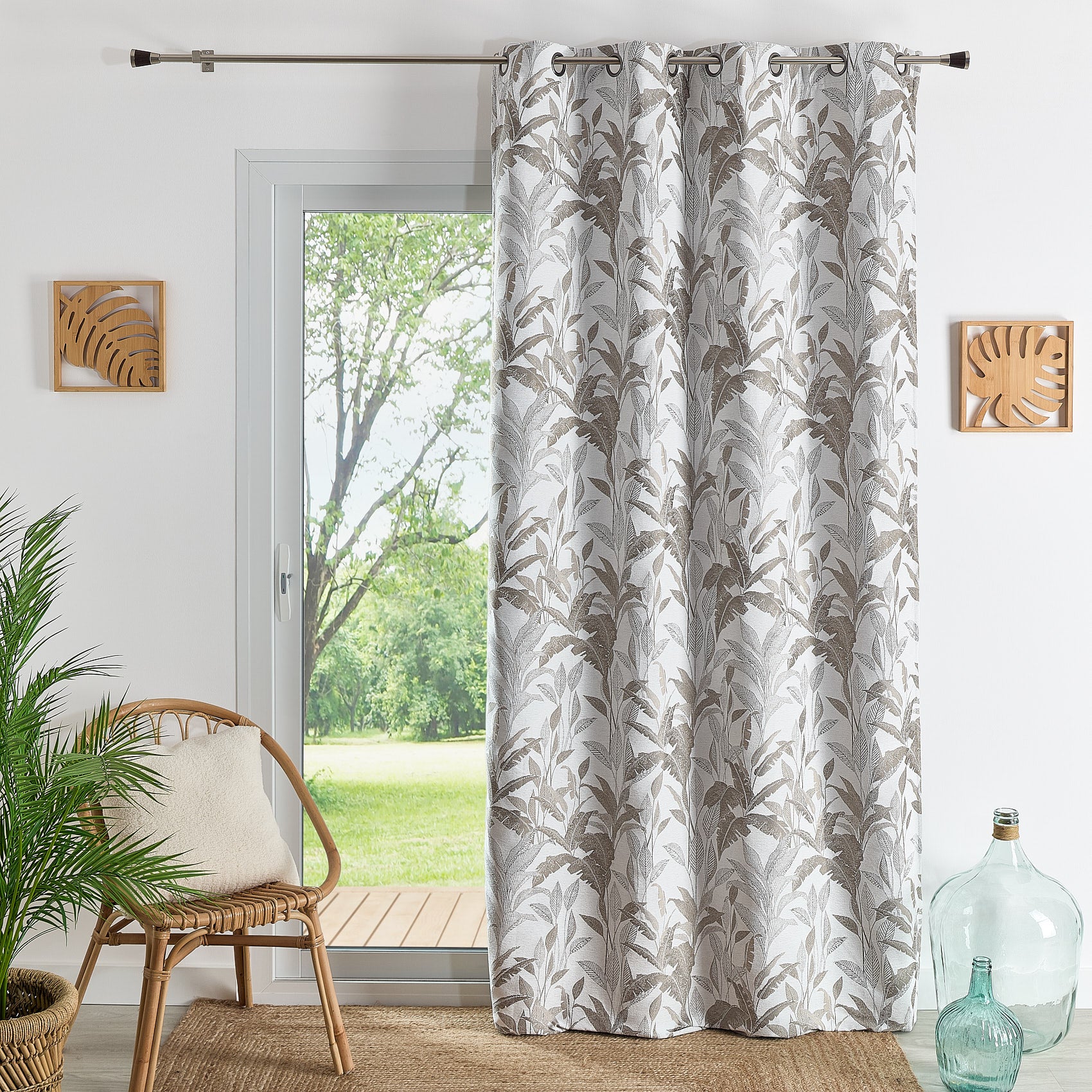 Rideau Jacquard Micah Atmosphera - 130 X 260 Cm - Rose Terracotta, En Coton/polyester Avec Oeillets Métal - 9