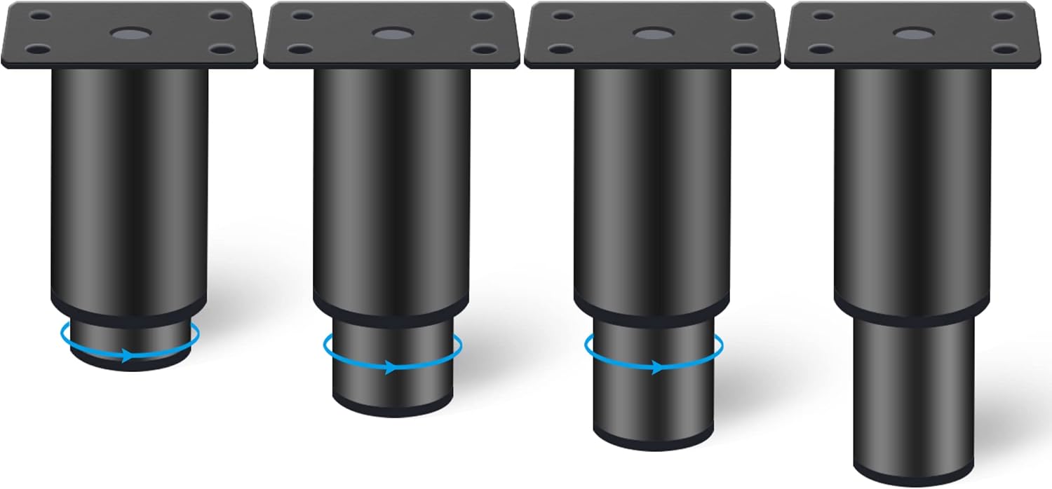 Picioare reglabile pentru mobilă din metal negru, set de 4, 80 mm, înălțime 0-40 mm, cu șuruburi. Pentru canapele 4buc