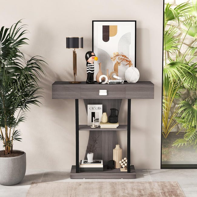 Tavolo alto estensibile con spazio di archiviazione, porte in rattan, ripiani regolabili | Leroy Tavolo alto estensibile con spazio di archiviazione, porte in rattan, ripiani regolabili | Leroy