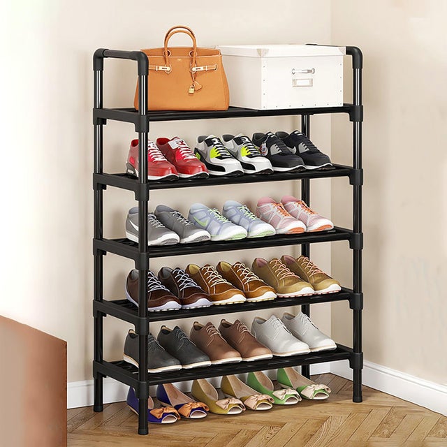 Étagère à chaussures en métal à 5 ​​niveaux, armoire de rangement à chaussures de grande capacité, adaptée à l'entrée, au couloir (60*26*98cm)