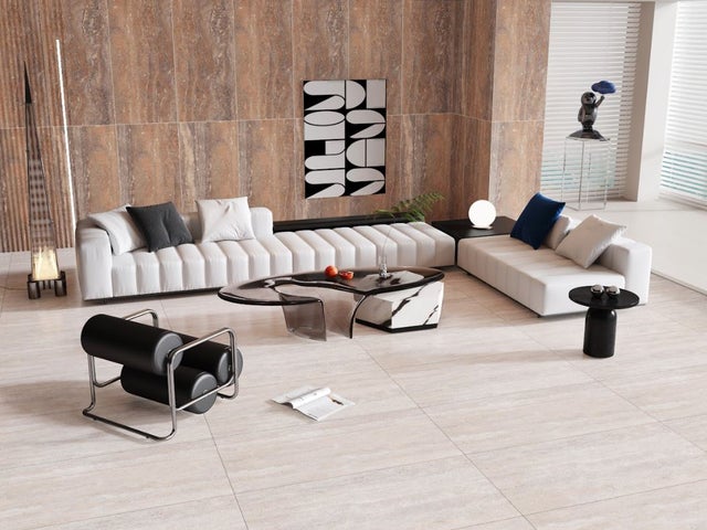 Carrelage sol/mur effet travertin beige NOCE TRAVERTINE Semi Lappato int/ext l.120 x L.60 cm MAJORCA TIFFANY