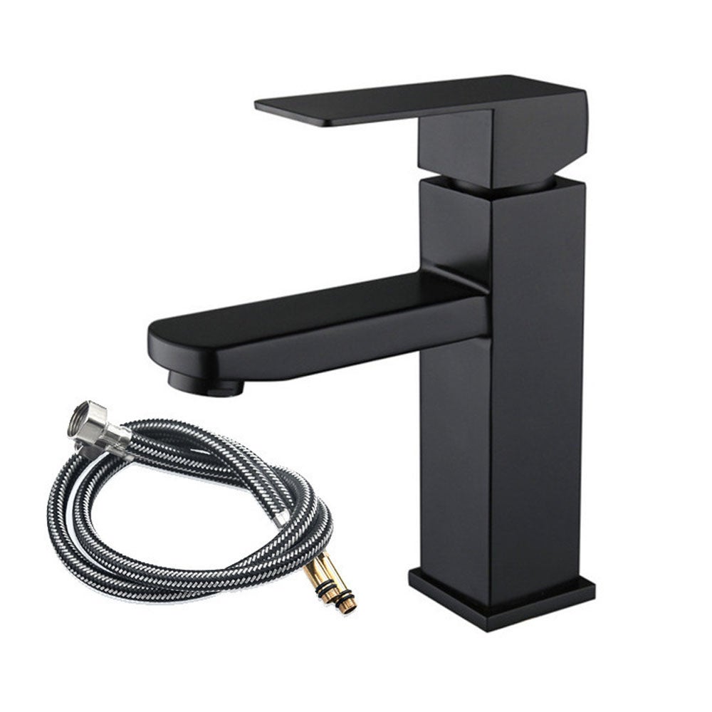 Czarny kran łazienkowy Bateria umywalkowa wysoka Stal nierdzewna Wodospad Matowa czerń